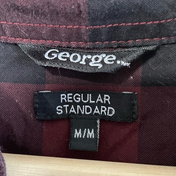 Burgundy & Black Plaid Long Sleeve Cotton Button Up Short - Picture 3 of 7